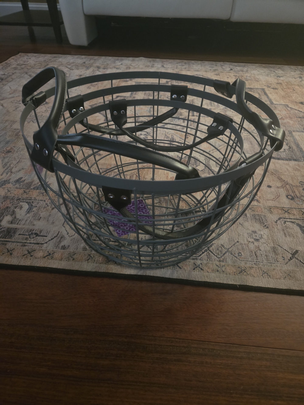 Metal Wire Storage Basket with Black Handles - Home Accents
